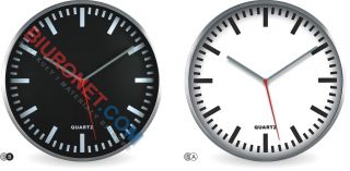 Zegar ścienny MPM E01.2483, średnica 29,5 cm biały w srebrnej oprawie