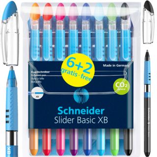 Zestaw długopisów Schneider Slider Basic ze skuwką w etui 8 kolorów