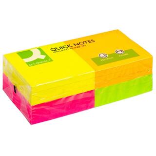 Zestaw karteczek samoprzylepnych Q-Connect Rainbow, 12 bloczków po 80 karteczek, mix kolorów neonowych 76 x 76 mm
