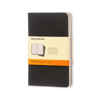 Zeszyt Moleskine Cahier Journals P 9x14 cm, 64 kartki, czarna oprawa tekturowa, 3 sztuki w linie