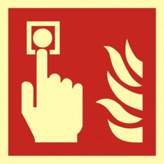 Znak alarm pożarowy TDC tabliczka fluorestencyjna 15 x 15 cm