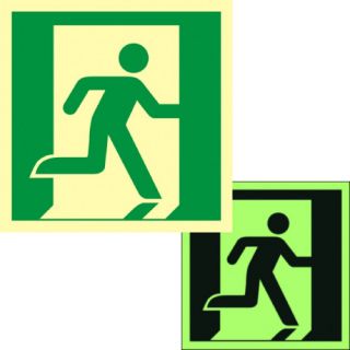 Znak piktogram tabliczka TDC, Wyjście ewakuacyjne w prawo (prawostronne) 15 x 15 cm