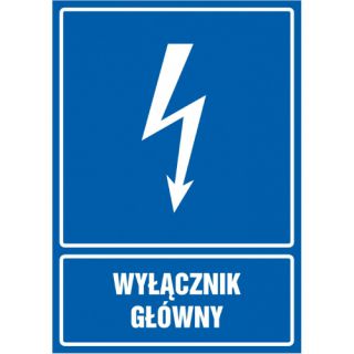 Znak piktogram tabliczka TDC, z napisem: "Wyłącznik główny" 10,5 x 14,8 cm