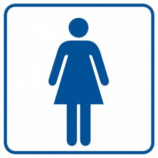 Znak tabliczka piktogram oznaczenie TDC, Toaleta damska 10,5 x 10,5 cm