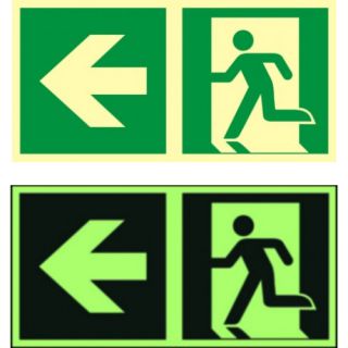 Znak tabliczka piktogram TDC, Kierunek do wyjścia ewakuacyjnego ? w lewo 15 x 30 cm