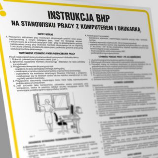 Znak tabliczka TDC, Instrukcja postępowania na stanowisku pracy z komputerem i drukarką 24,5 x 35 cm