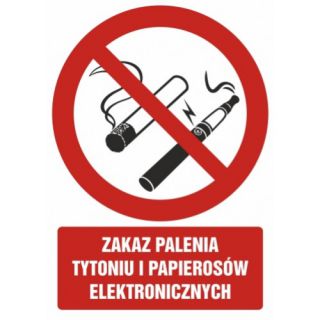 Znak zakazu - Zakaz Palenia Tytoniu i Papierosów Elektronicznych - TDC tabliczka 10,5 x 14,8 cm
