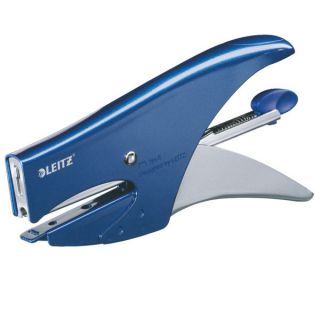 Zszywacz nożycowy mały Leitz 5547 do 15 kartek na zszywki Nr 8 niebieski metaliczny