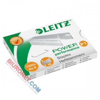 Zszywki Leitz Power Performance, galwanizowane, 1000 sztuk rozmiar No8 - P1