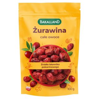 Żurawina całe owoce Bakalland, suszona 100g