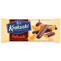 Ciastka Krakuski Paluszki, kruche ciasteczka w czekoladzie deserowej, 144g pomarańczowe