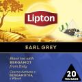 Herbata czarna Lipton Discovery Collection Earl Grey z Bergamotką z Włoch, aromatyzowana, torebki piramidki 20 torebek