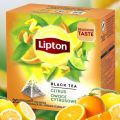 Herbata czarna Lipton Piramidka, aromatyzowana, ekspresowa, 20 torebek Owoce Cytrusowe
