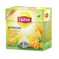 Herbata zielona Lipton Piramidka Green Tea, aromatyzowana, ekspresowa, 20 torebek Mandarynka - Pomarańcza