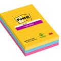 Karteczki samoprzylepne Post-it Super Sticky 102 x 152 mm, kolekcja Carnival, 3 kolory, bloczki w linie 3 x 90 kartek