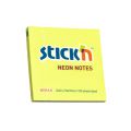 Karteczki samoprzylepne Stick'N 76x76mm, bloczek 100 kartek, kolor neonowy żółty