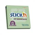 Karteczki samoprzylepne Stick'n z klejem 360 stopni 76x76 mm, bloczek 100 kartek zielony