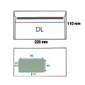 Koperty DL z oknem lewym, samoprzylepne SK, białe 50 sztuk