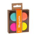 Magnesy do tablic Apli Fluor Collection, okrągłe plastikowe, 4 sztuki mix kolorów