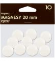 Magnesy do tablic Grand, okrągłe 20mm, plastikowe, 10 sztuk biały