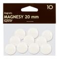 Magnesy do tablic Grand, okrągłe 20mm, plastikowe, 10 sztuk biały