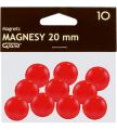 Magnesy do tablic Grand, okrągłe 20mm, plastikowe, 10 sztuk czerwony