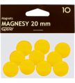 Magnesy do tablic Grand, okrągłe 20mm, plastikowe, 10 sztuk żółty