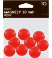 Magnesy do tablic Grand, okrągłe 30mm, plastikowe, 10 sztuk czerwony