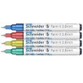 Markery akrylowe Schneider Paint-It Metallic 0,8 mm, 4 metaliczne kolory w etui niebieski, czerowny, żółty, zielony