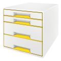 Pojemnik Leitz WOW, szafka z 4 szufladami biało - żółty