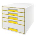 Pojemnik na dokumenty Leitz WOW, szafka z 5 szufladami biało - żółty