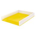Półka na dokumenty Leitz WOW,  tacka biurkowa biała z kolorowym wykończeniem żółte wykończenie
