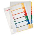 Przekładki numeryczne Esselte A4,  kolorowe, plastikowe z możliwością nadruku, szerokie maxi 1 - 6