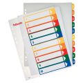 Przekładki numeryczne Esselte A4,  kolorowe, plastikowe z możliwością nadruku, szerokie maxi 1 - 10