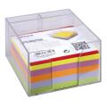 Przybornik na karteczki Office Products 85 x 85 mm, z kolorowymi karteczkami, plastikowy transparentny