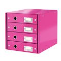 Szafka Leitz Click&Store WOW, kartonowy pojemnik z 4 szufladami różowa
