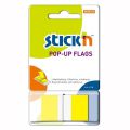 Zakładki indeksujące Stick'n Pop-Up Flags 25x45 mm, foliowe paski, 50 sztuk żółte