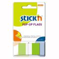 Zakładki indeksujące Stick'n Pop-Up Flags 25x45 mm, foliowe paski, 50 sztuk zielone
