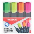Zakreślacz fluorescencyjny Office Products, szerokość linii 1-5mm, zestaw w etui 4 kolory