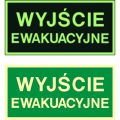 Znak napis tabliczka TDC, z napisem: "Wyjście ewakuacyjne", fluorestencyjny, świeci w ciemności 15 x 30 cm