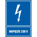 Znak tabliczka pikrogram TDC, z napisem: "Napięcie 230V" 10,5 x 14,8 cm