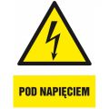 Znak tabliczka piktogram TDC,z napisem: "Pod napięciem" 10,5 x 14,8 cm