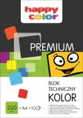 Blok techniczny Happy Color, 10 kolorowych kart, gramatura 2...