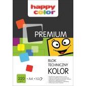 Blok techniczny Happy Color, 10 kolorowych kart, gramatura 2...