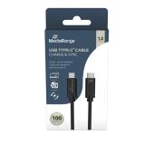 Kabel USB-C 3.2 MediaRange Charge & Sync 100W, szybka ładowa...