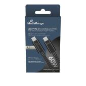 Kabel USB-C 3.2 MediaRange Charge & Sync 60W, szybka ładowar...