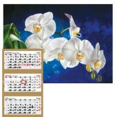 Kalendarz trójdzielny 2026 motyw Orchidea, wiszący z widokie...