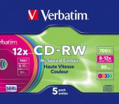 Płyta CD-RW Verbatim Hi-Speed Colour 700MB 12x, pudełko slim