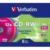 Płyta CD-RW Verbatim Hi-Speed Colour 700MB 12x, pudełko slim