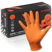 Rękawice nitrylowe Emka 7.0, bezpudrowe, pomarańczowe, 100 s...